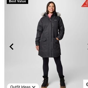 Columbia XS Black “Suttle Mountain” Long Insulated Jacket. NWT